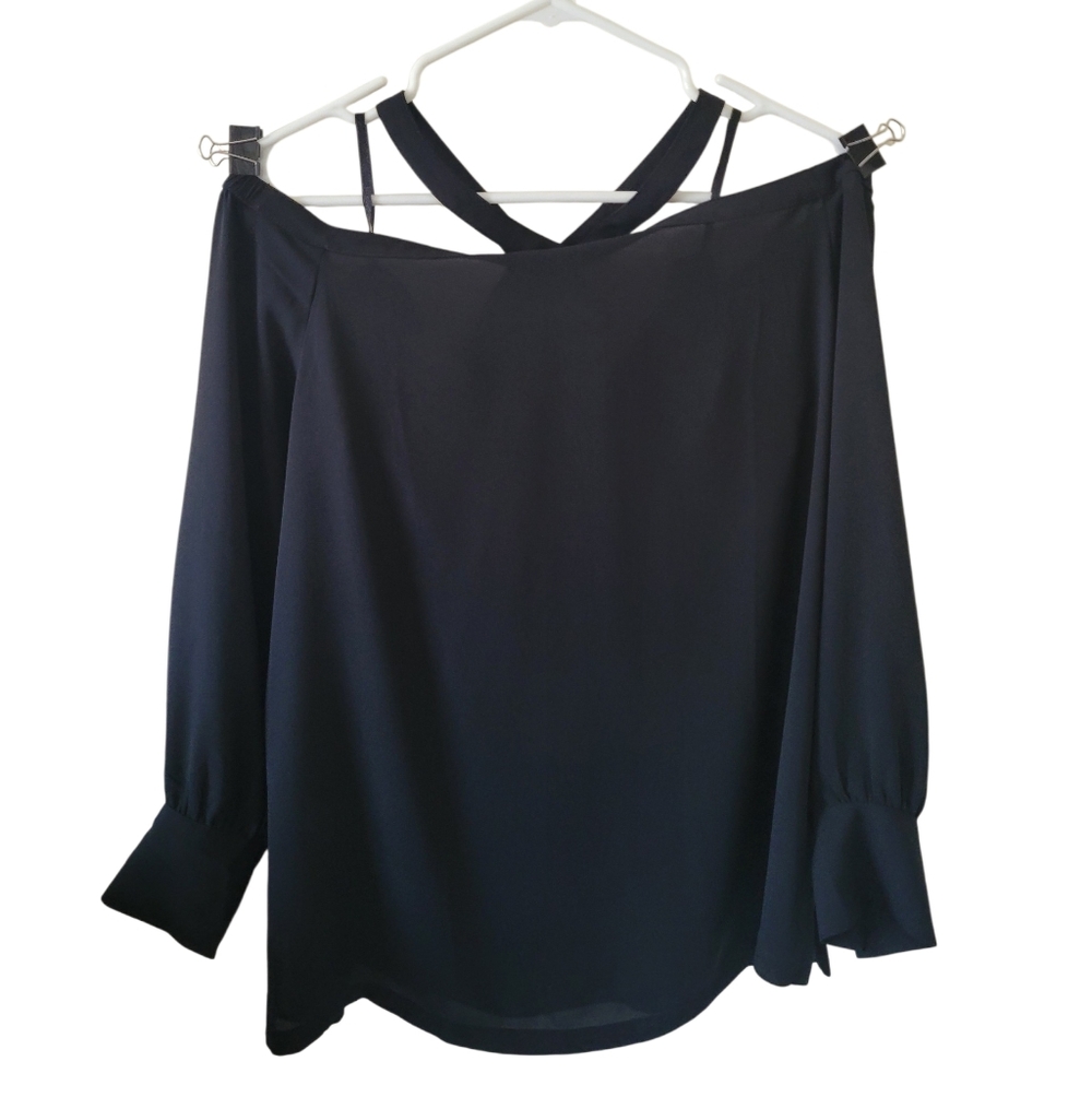 Loft Black Crisss Cross Front Blouse